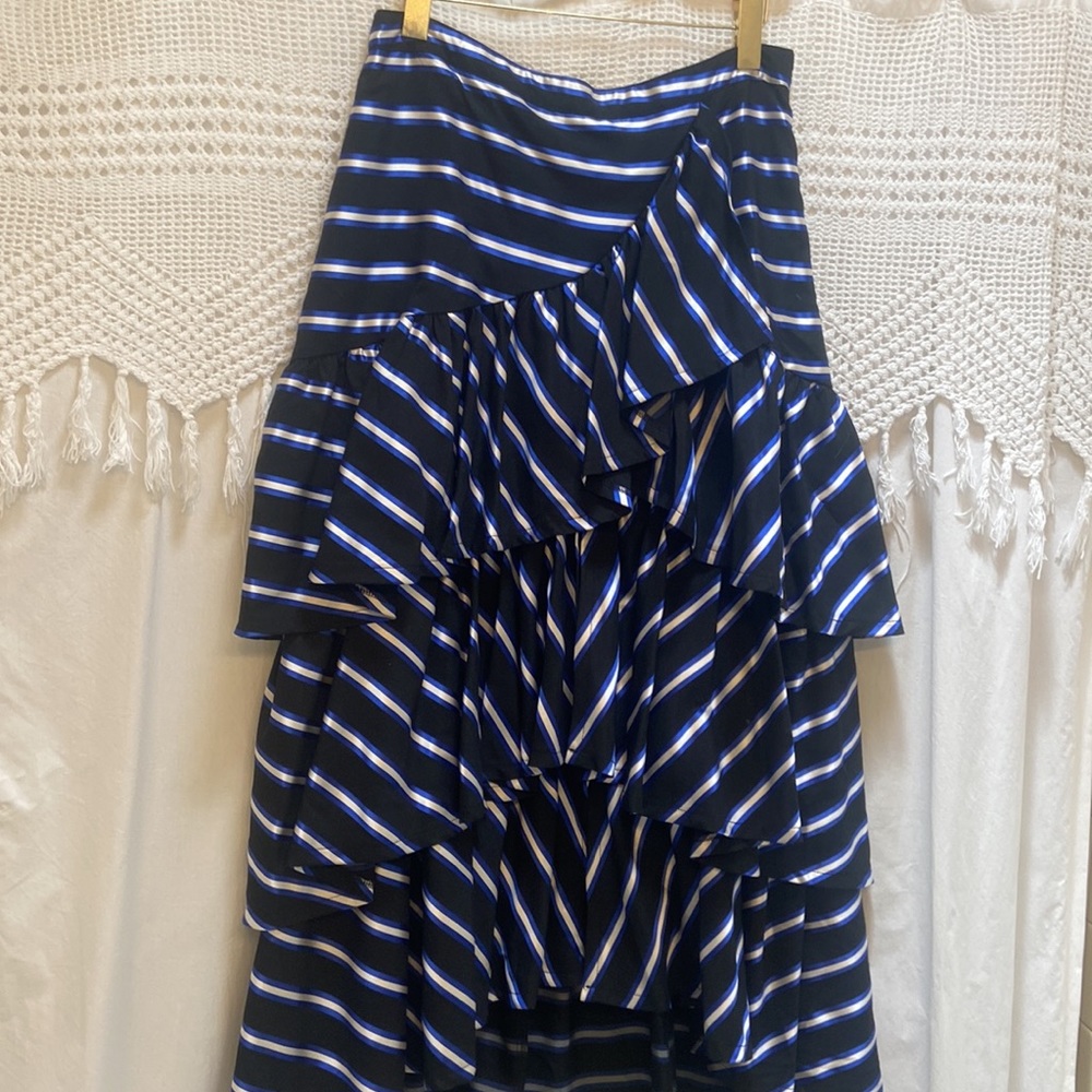 Maeve Ruffle Stripe Skirt from Anthropologie M